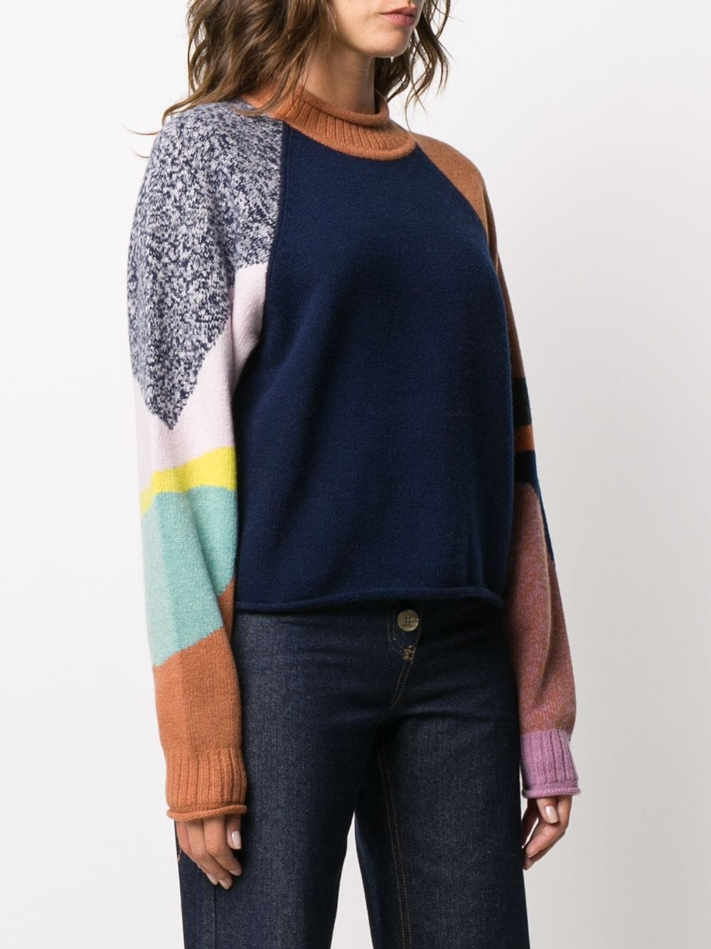 colour-block mock-neck jumper  - 3