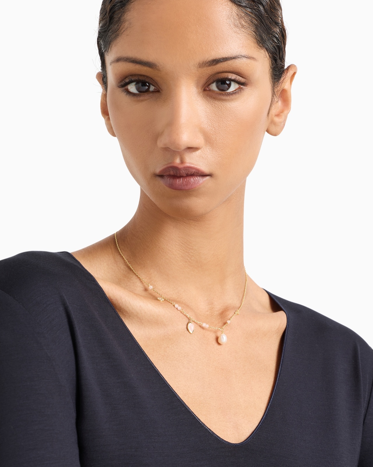 GOLD-TONE BRASS STATION NECKLACE - 2