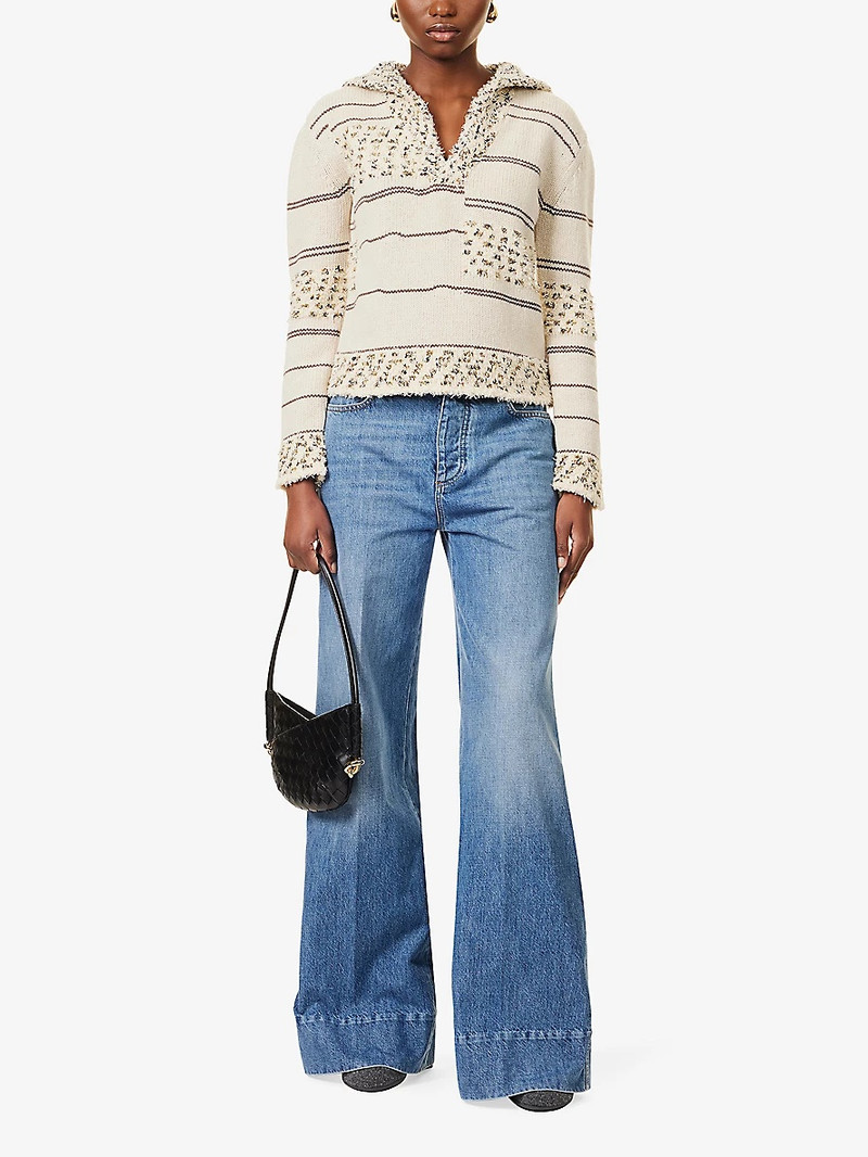 Bottega Veneta Striped-panel regular-fit wool-blend top outlook