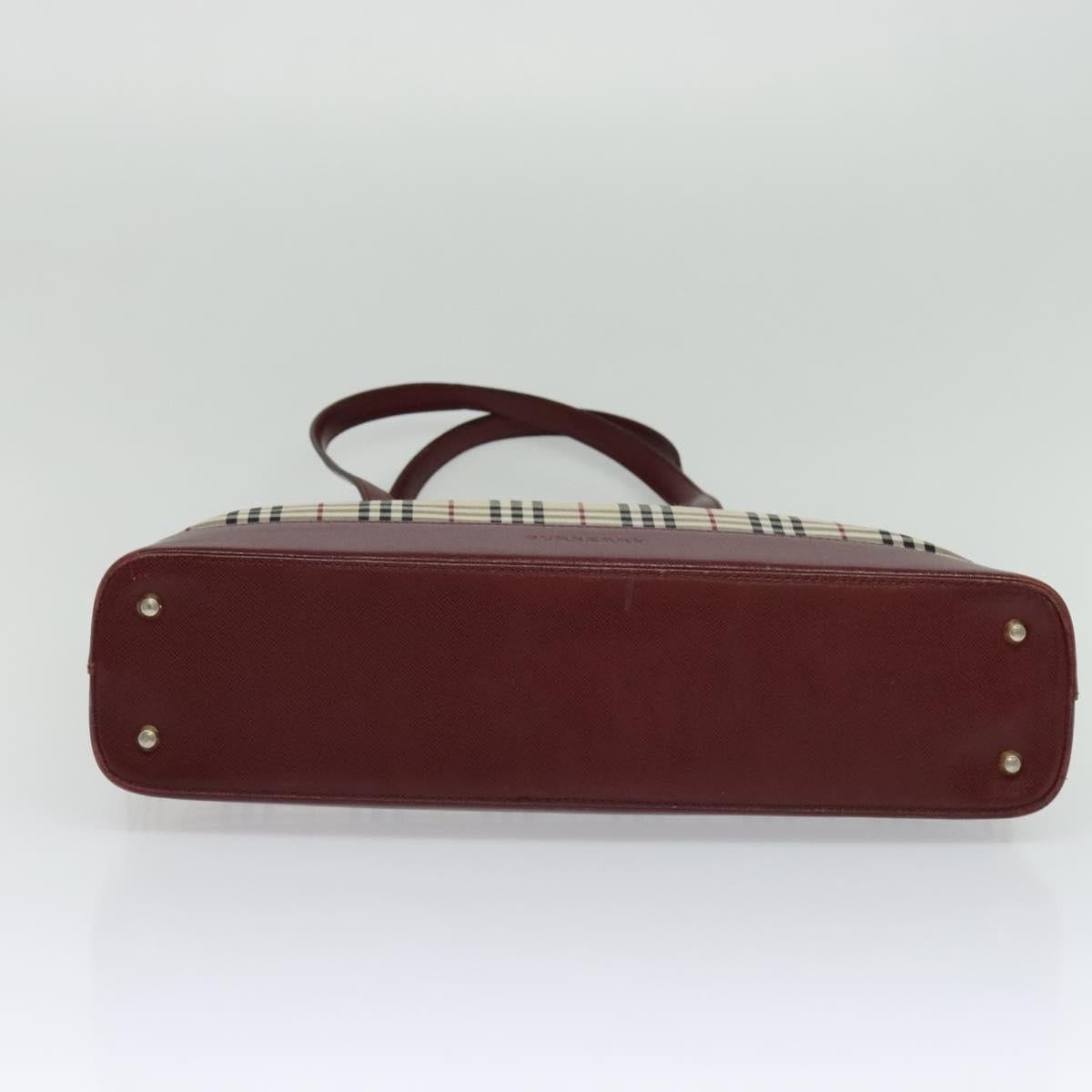 Burberry Nova Check Tote Bag Canvas Leather Beige Red Gold - 9