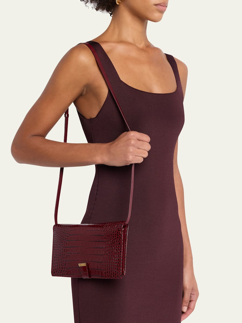 TOM FORD Organizer Shoulder Bag in Croc-Embossed Leather outlook