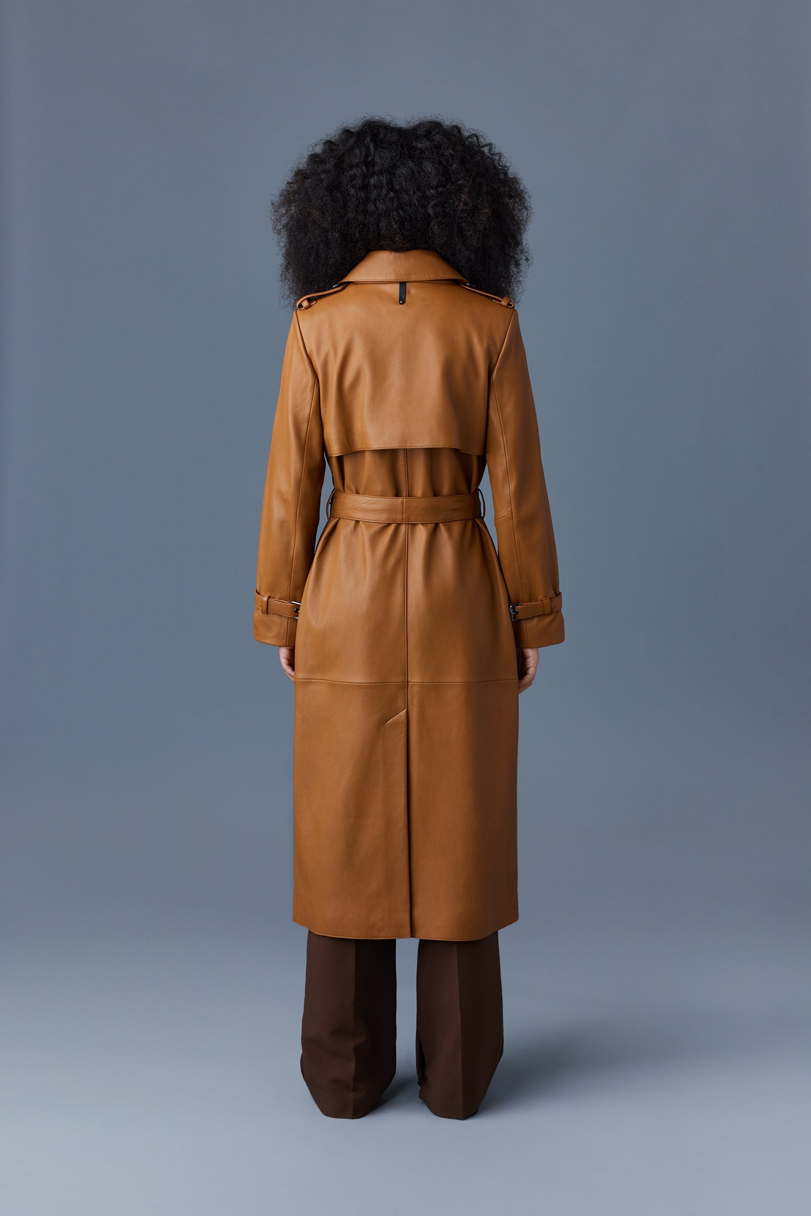 GAEL-Z Leather trench coat with belt - 4