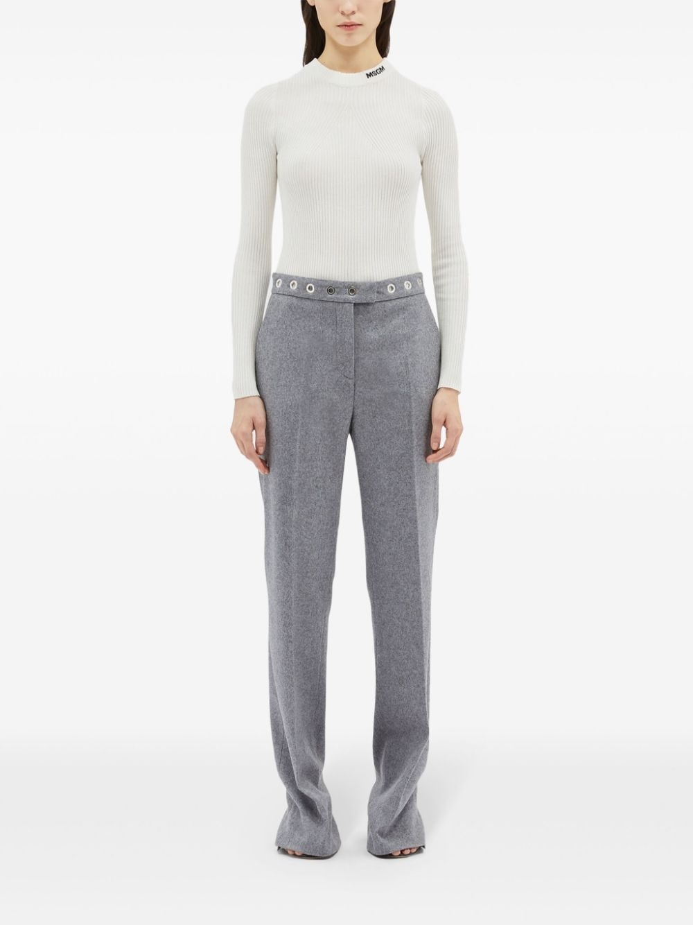 eyelet-detail tailored trousers - 3