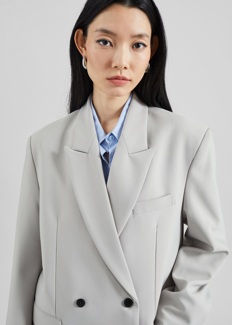 Leven Double-Breasted Blazer - Light Grey 5