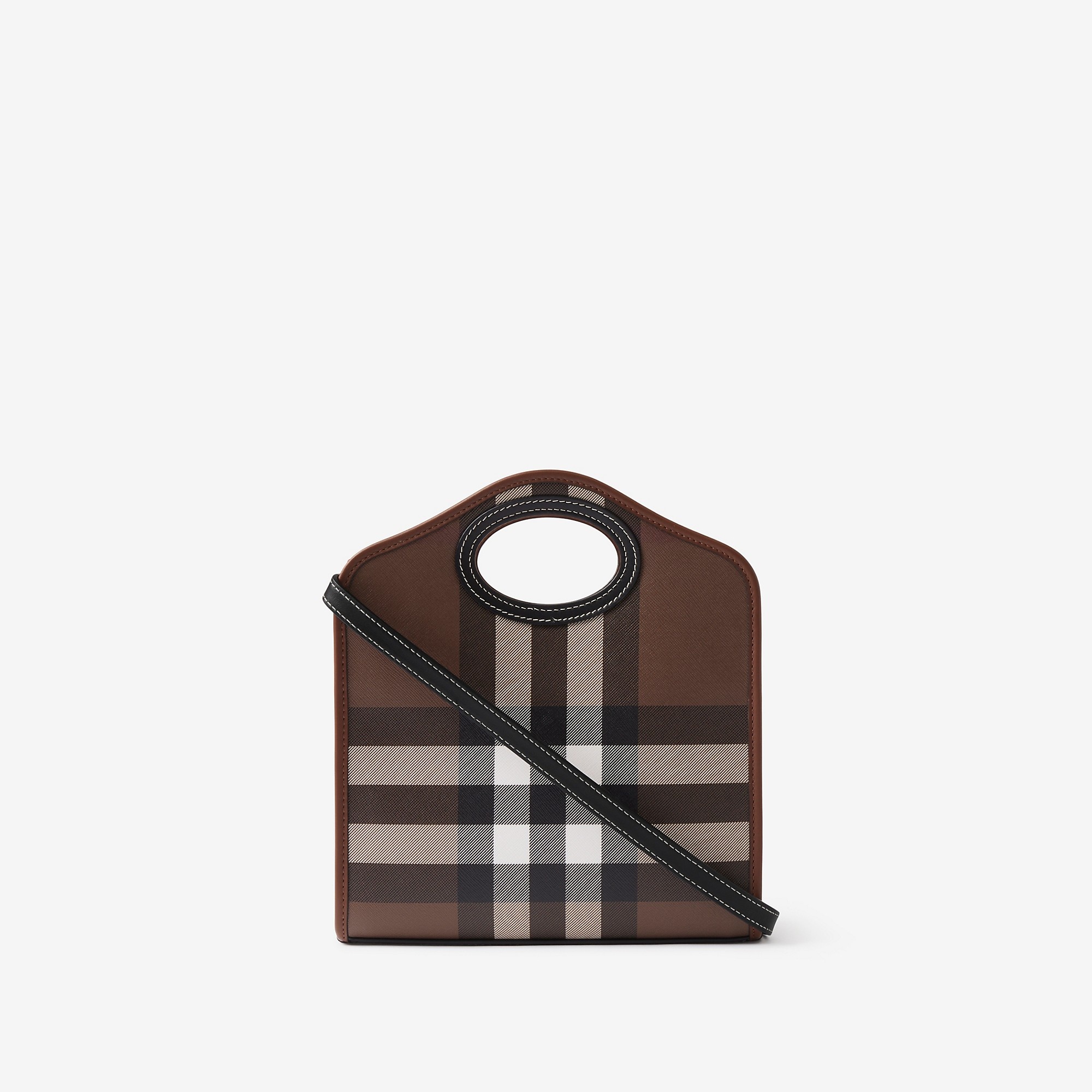 Check and Leather Mini Pocket Bag - 3