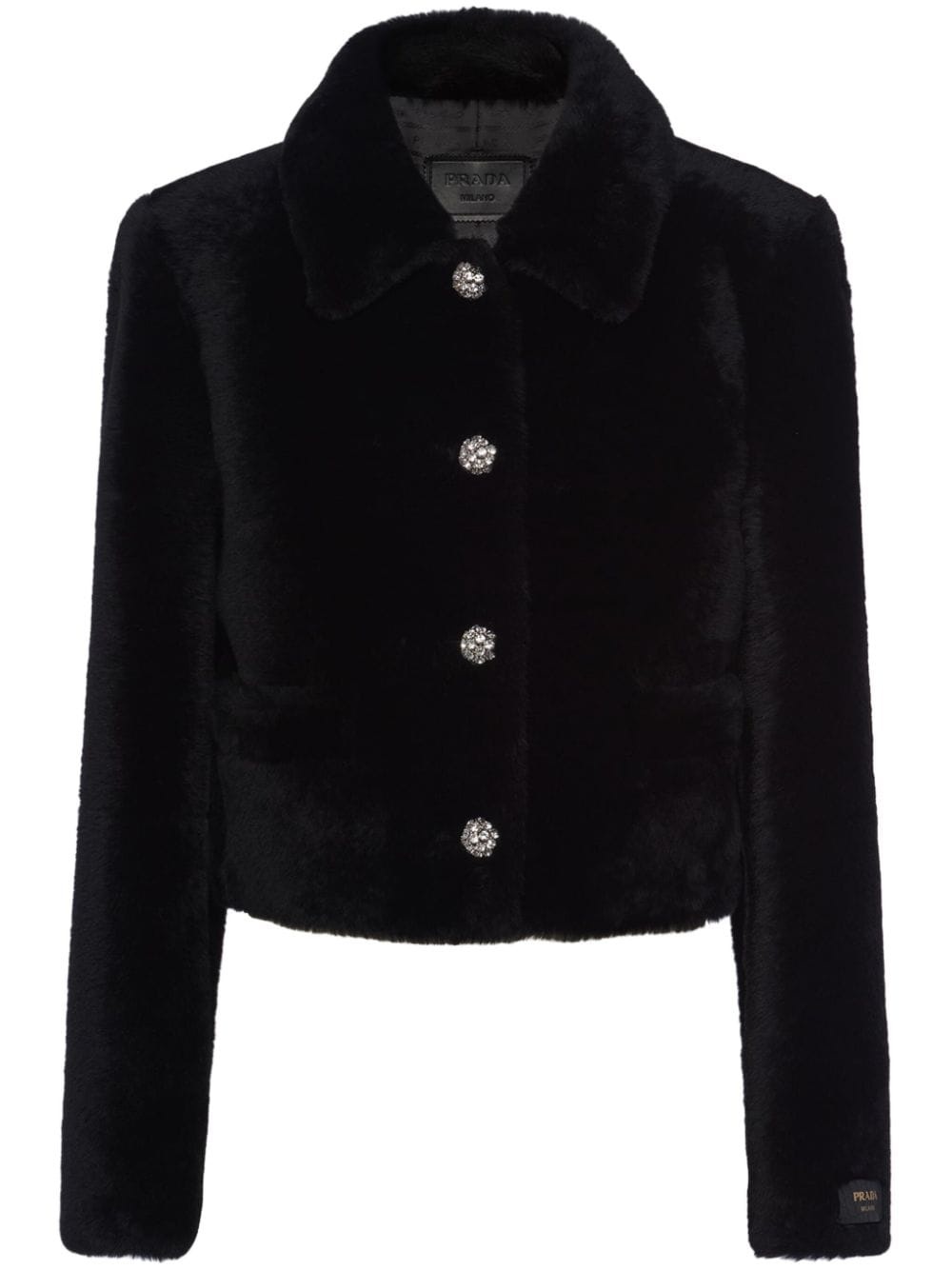 cropped shearling jacket - 1