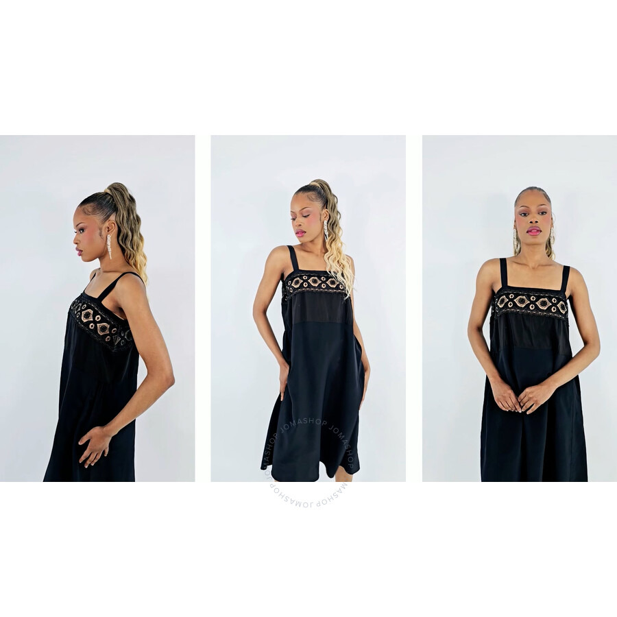 Maison Margiela Ladies Black Silk Viscose Midi Dress - 3