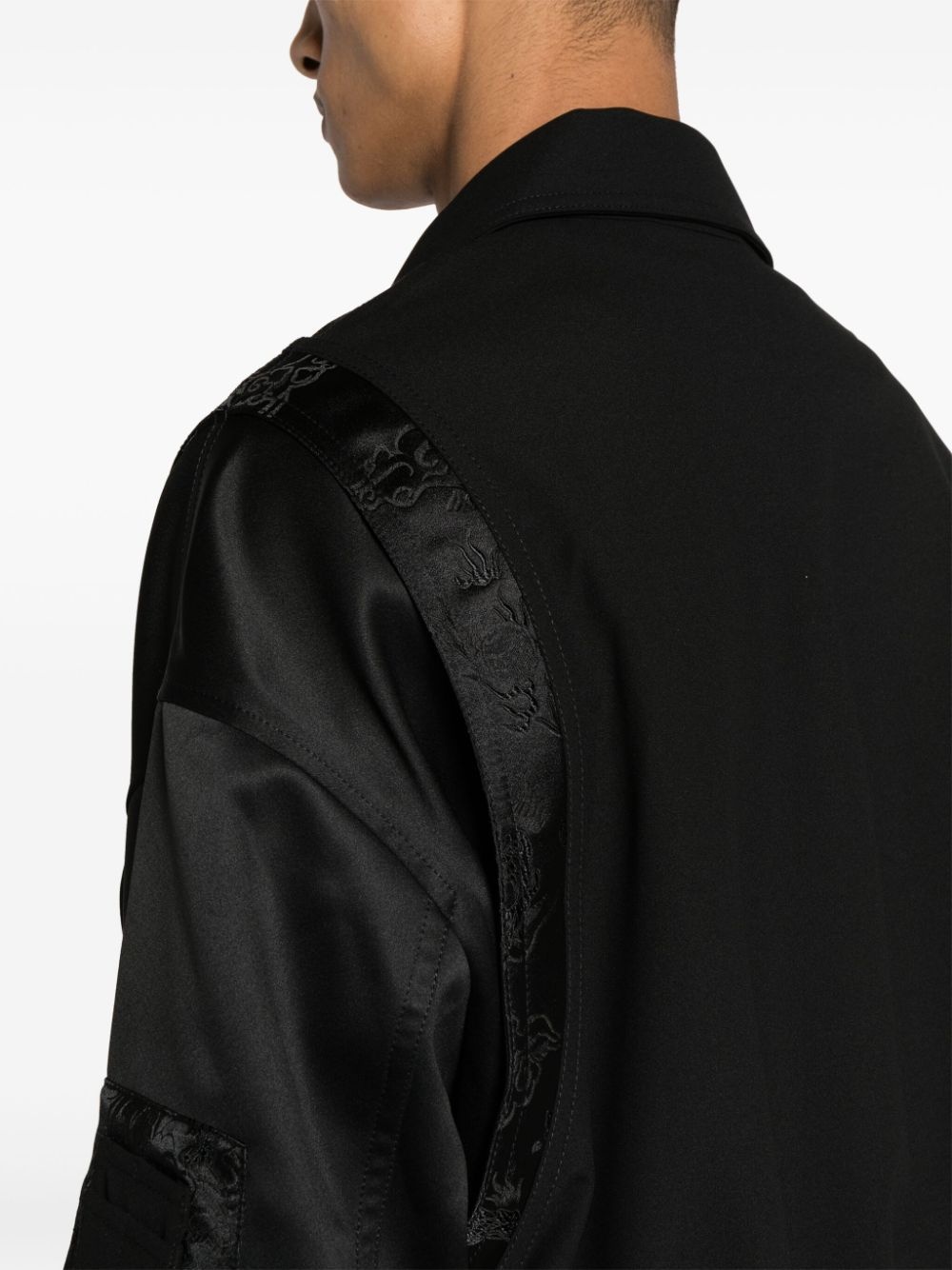 Dragon-jacquard panelled bomber jacket - 5