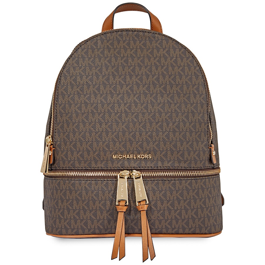 Michael Kors - Michael Kors Rhea Medium Logo Print Backpack - Brown - 4