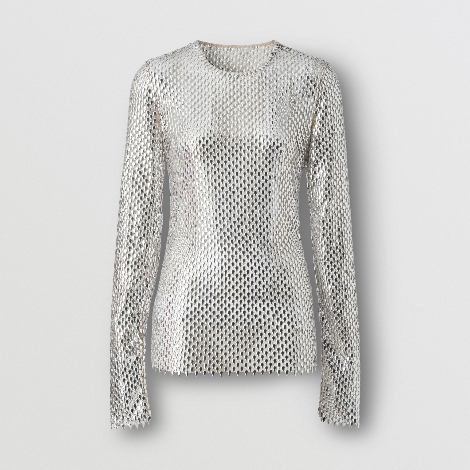 Metallic Paillette-embellished Mesh Top - 1