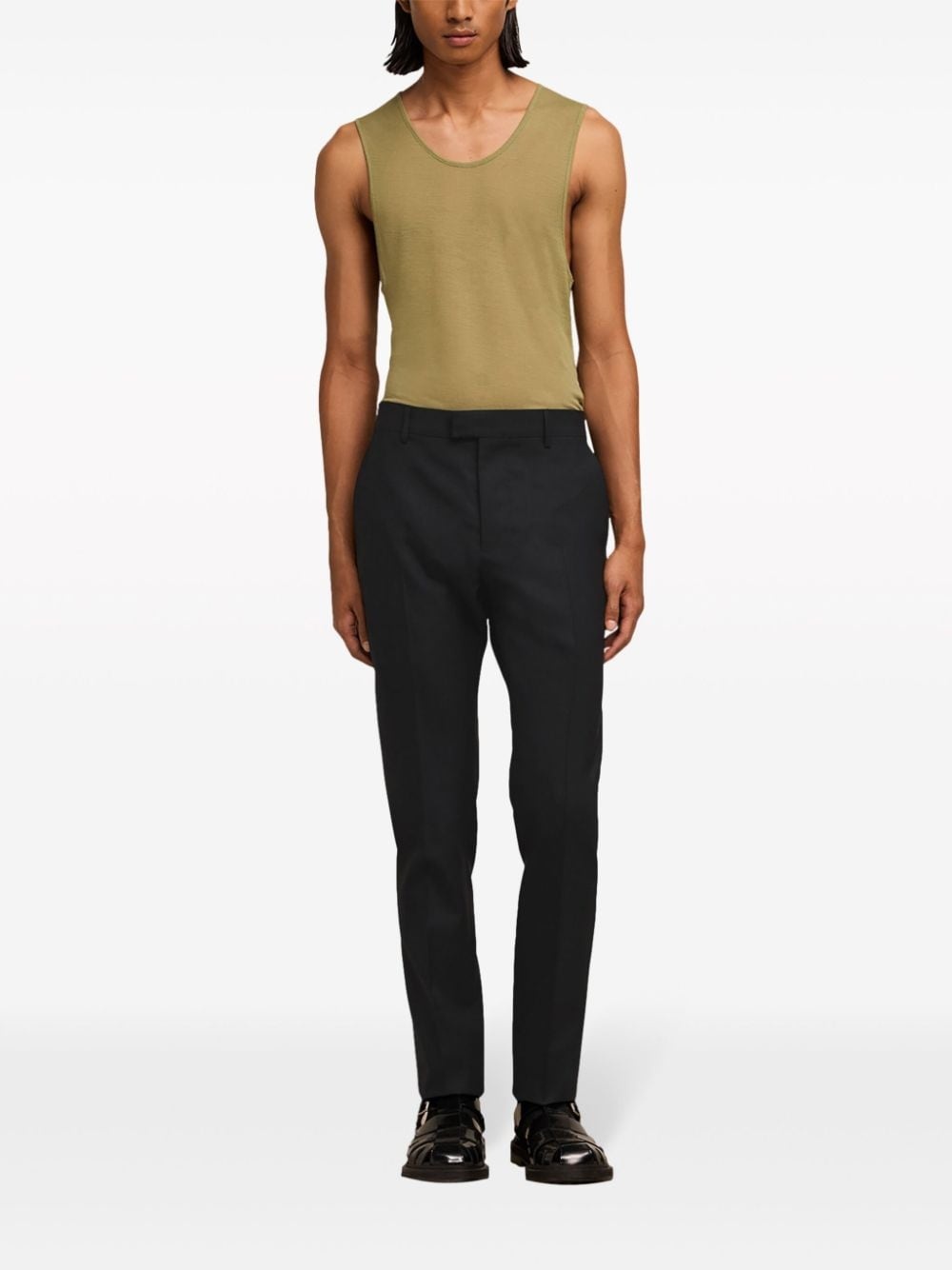 twill tapered-leg trousers - 2
