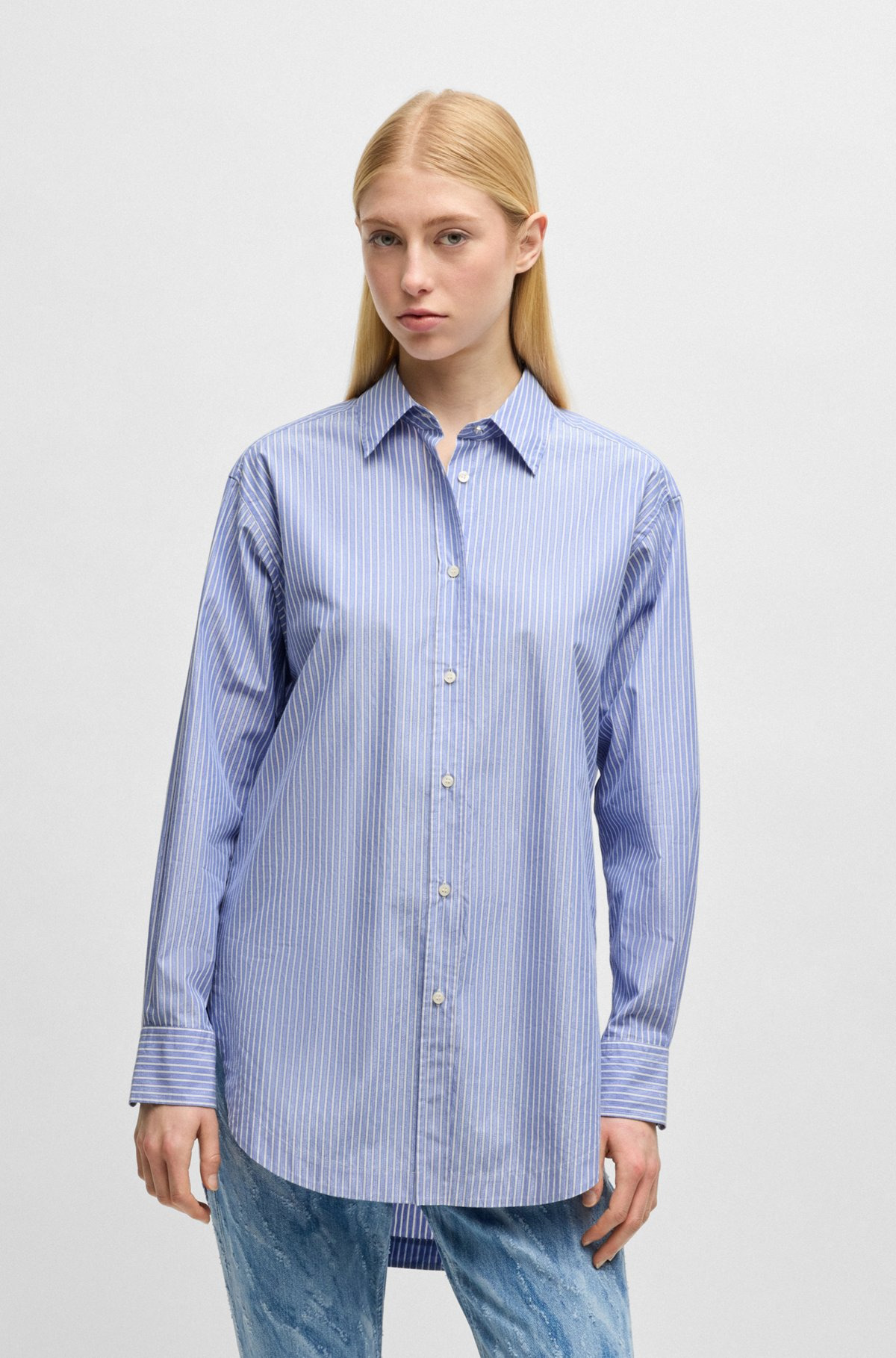 RELAXED-FIT BLOUSE IN STRIPED POPLIN - 2