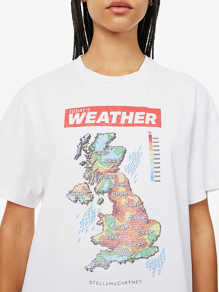 Weather-print short-sleeved cotton-jersey T-shirt - 5