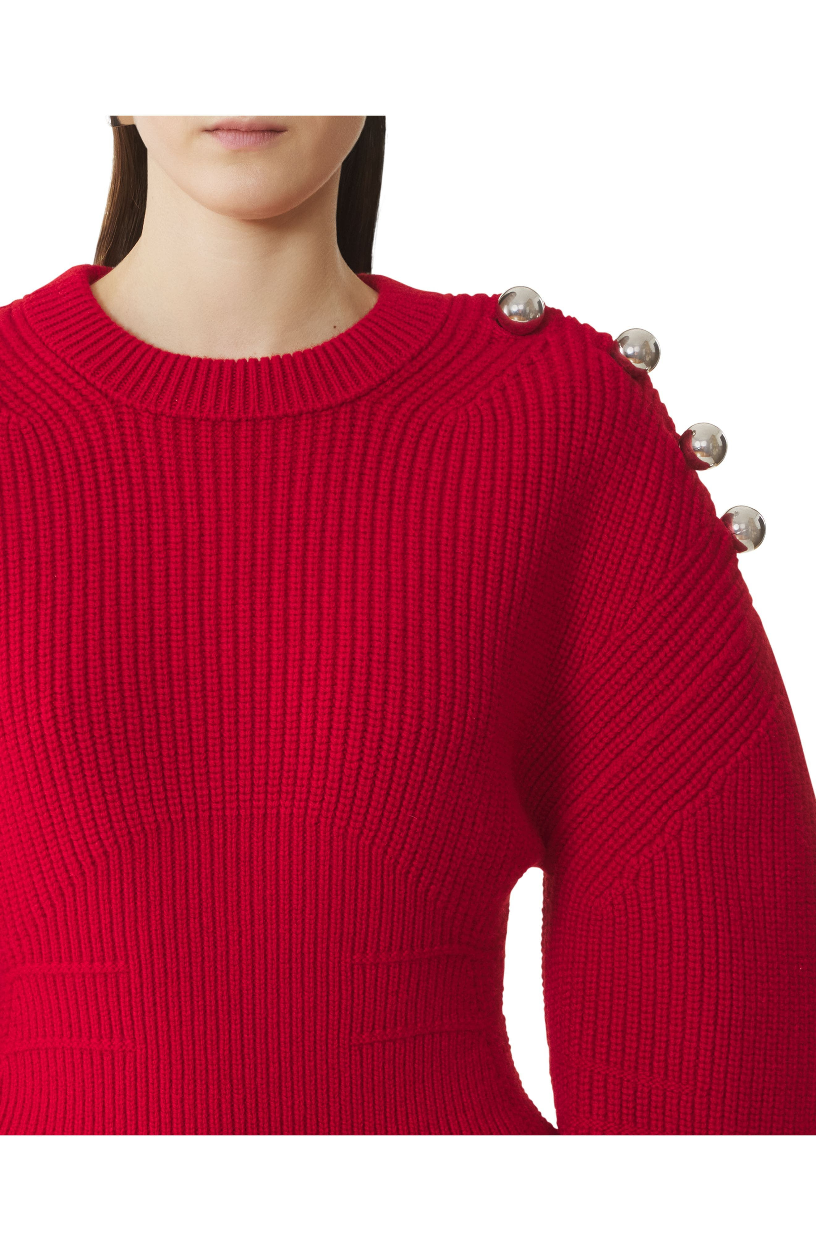 Lanvin Wool Ribbed Sweater in Red Anemone at Nordstrom - 5