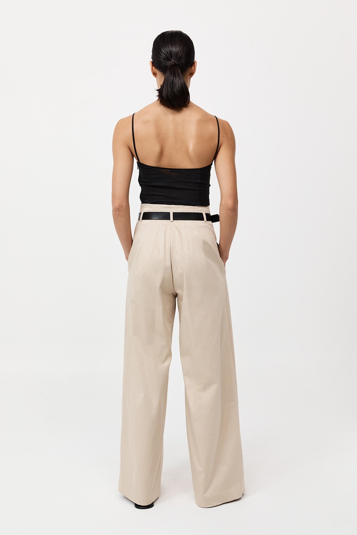 Cotton Paperbag Waist Trousers - Champagne - 6