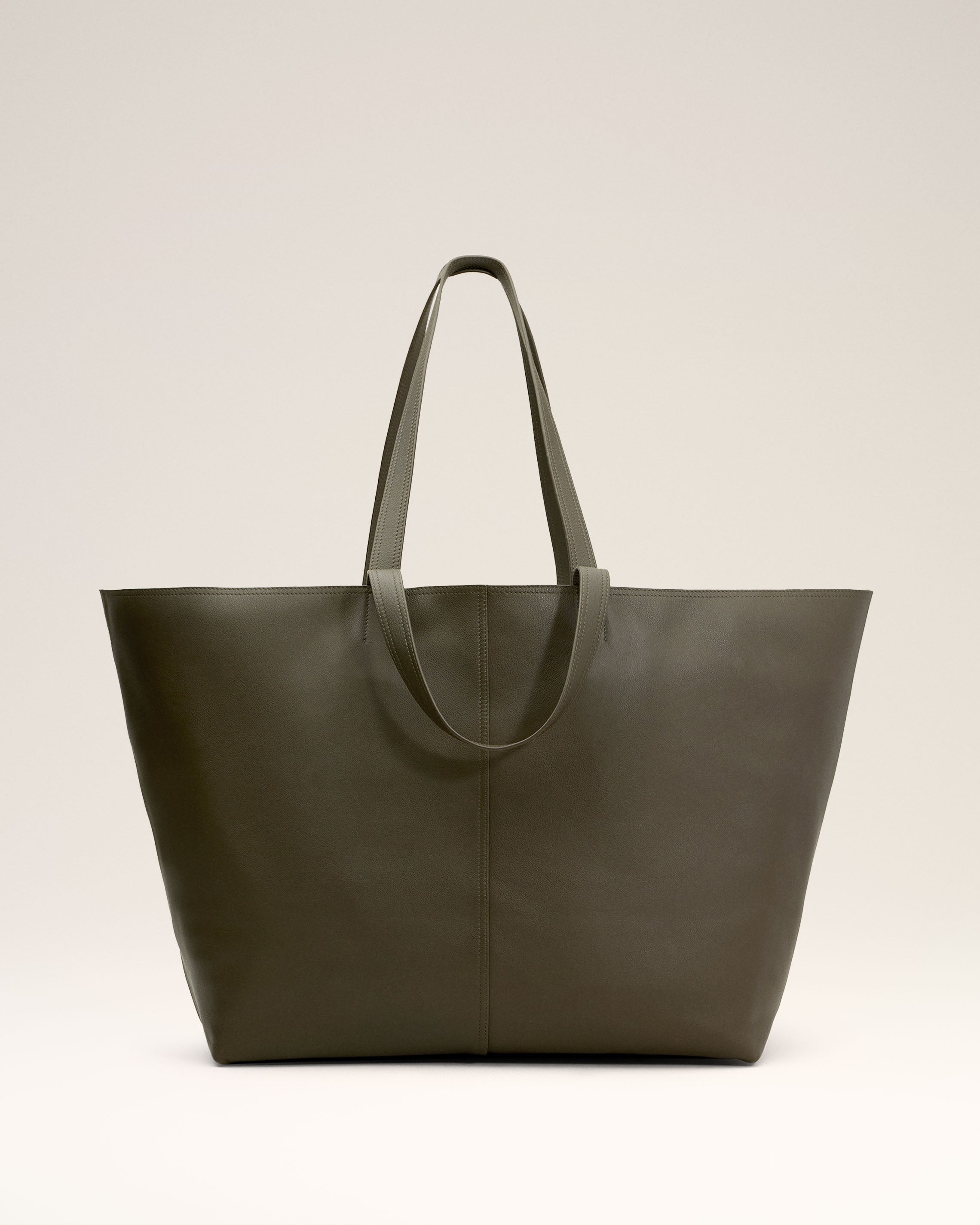 GREEN LEATHER MIDI MAXI TOTE BAG - 4