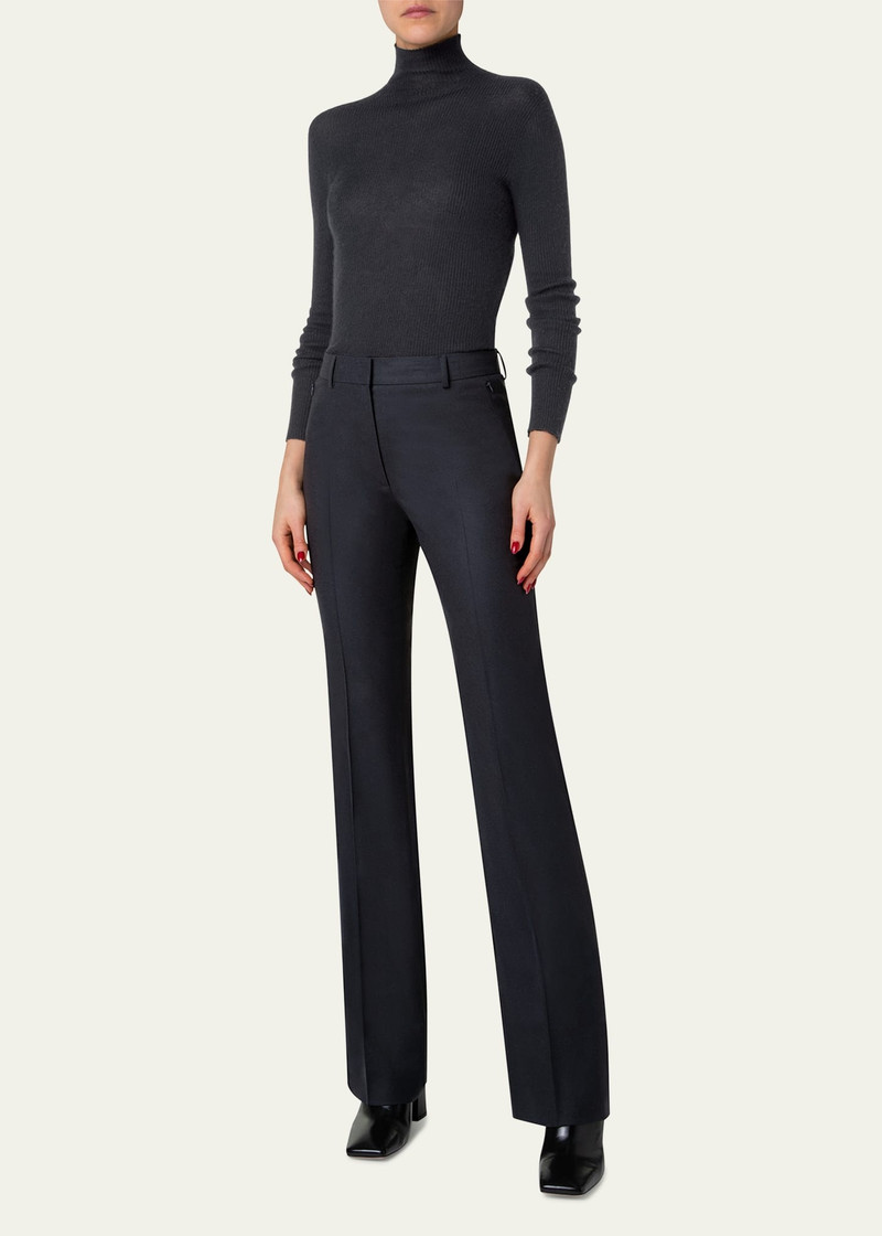 AKRIS Cashmere-Blend Fine Ribbed Knit Top outlook
