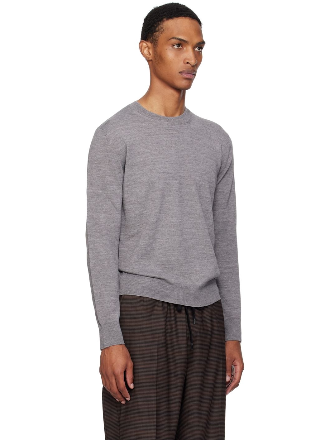 Gray Elbow Patch Sweater - 2