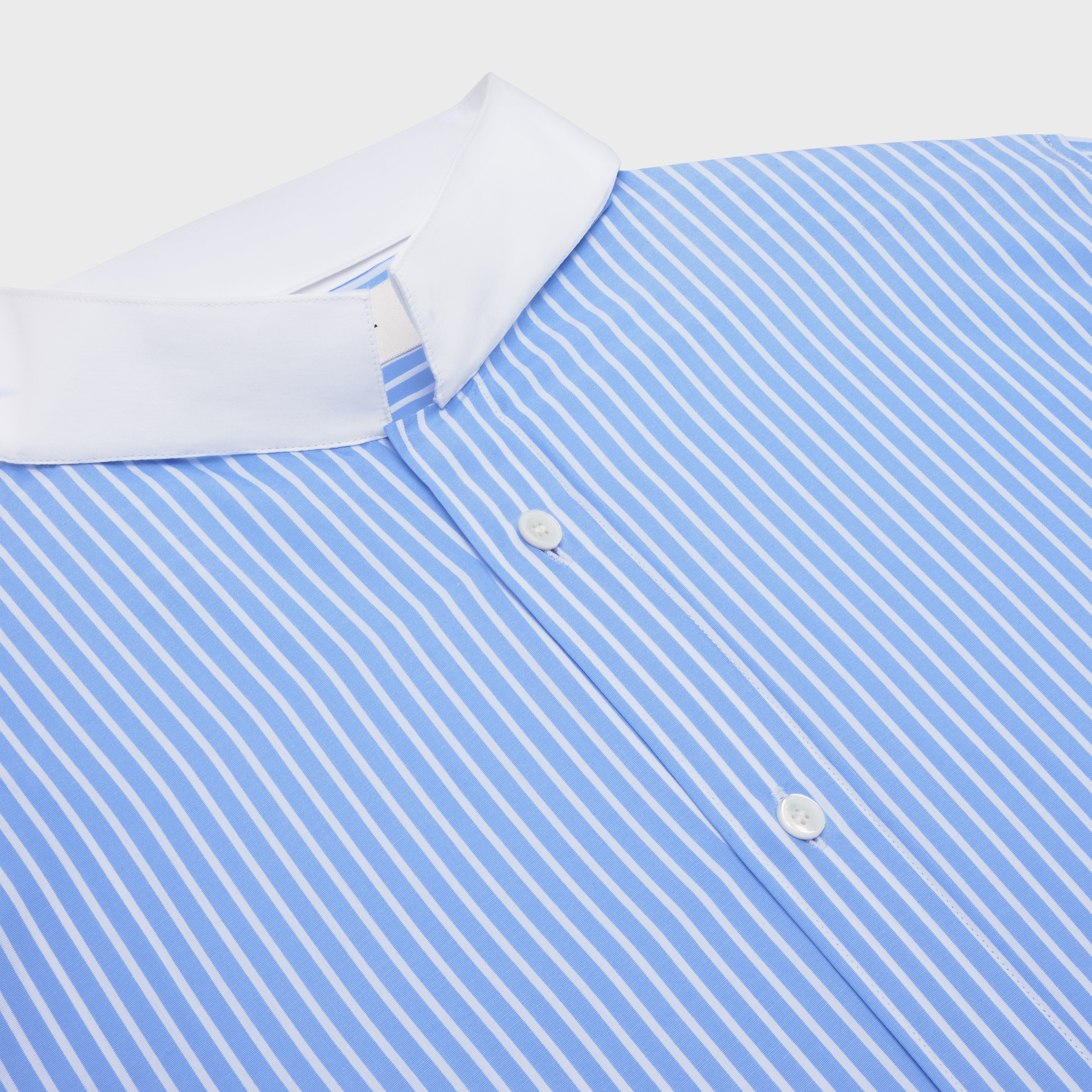 loose shirt with inverted collar in striped cotton - 3