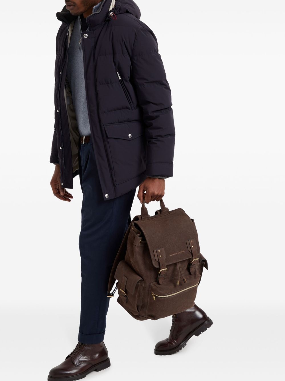 logo-stamp leather backpack - 2