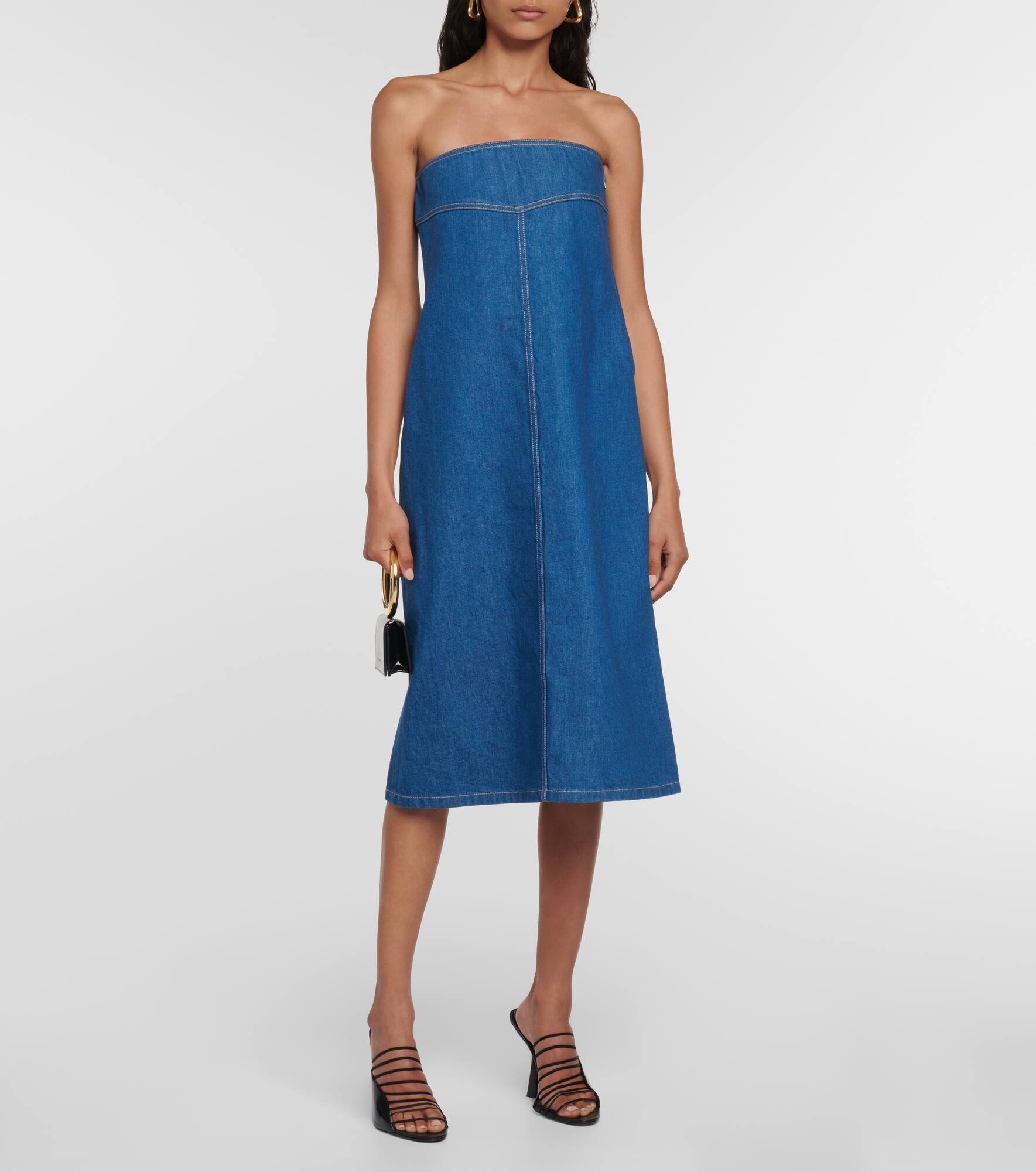 Strapless denim midi dress - 2
