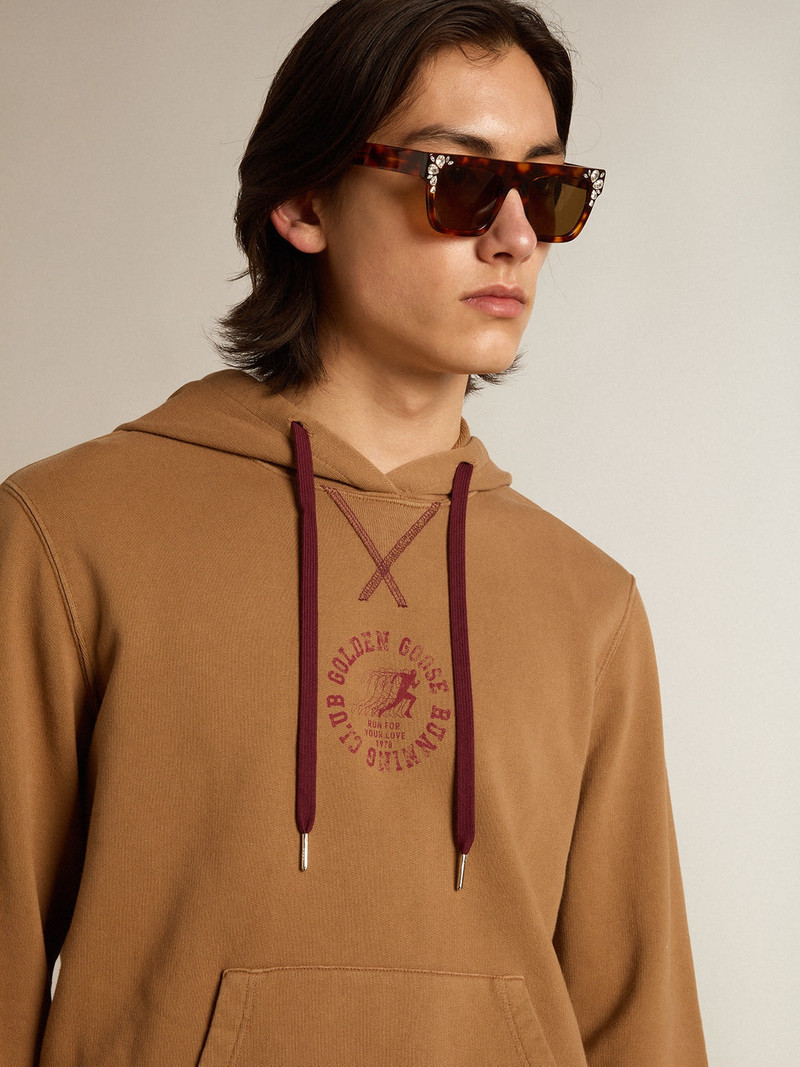 Malt-colored cotton sweatshirt with hood 5