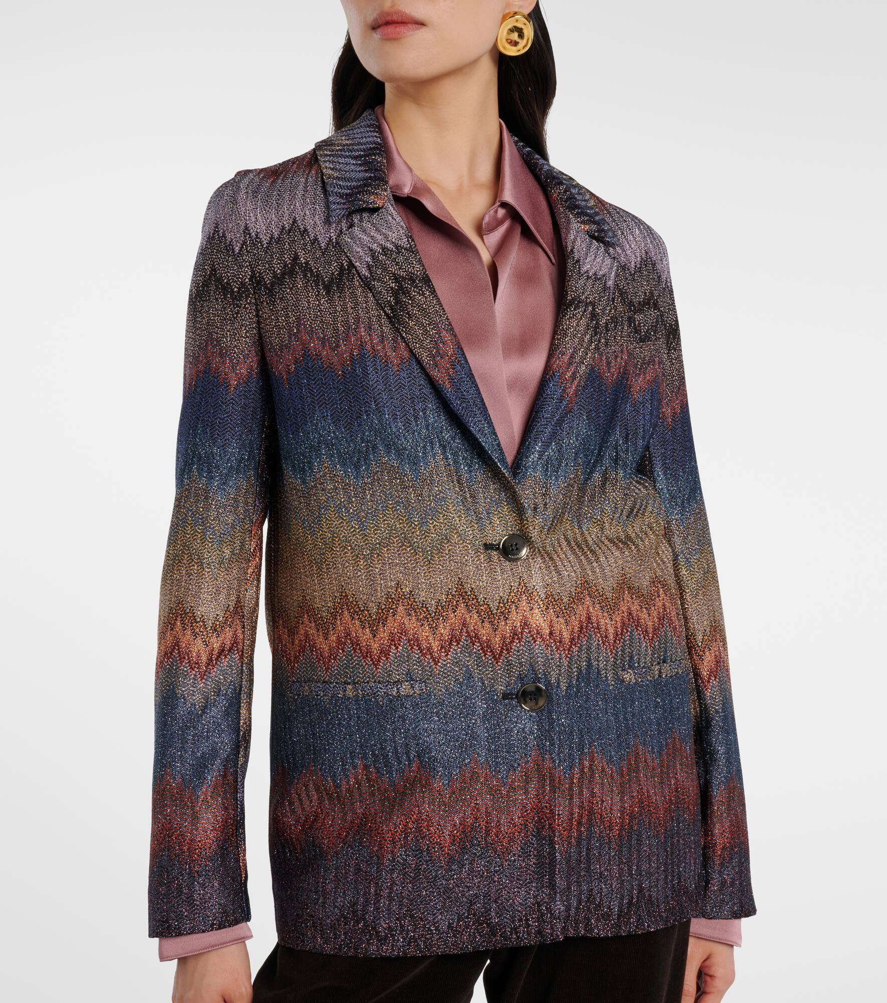 Zigzag lamé blazer - 6