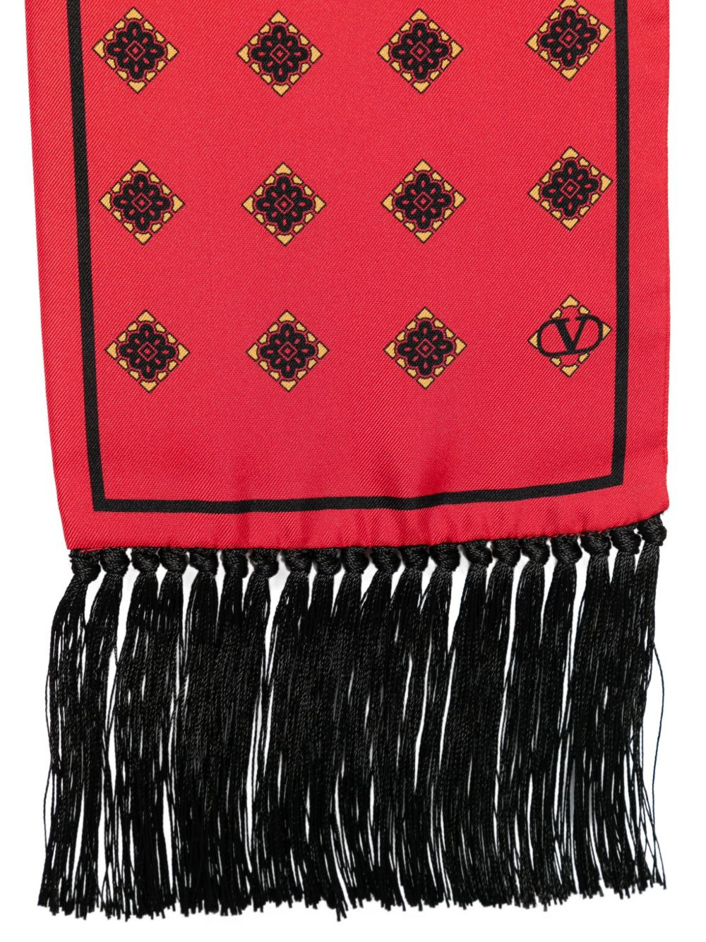 geometric-pattern silk scarf - 3