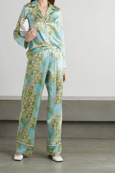 BERNADETTE Piped floral-print silk-blend satin pajama set outlook