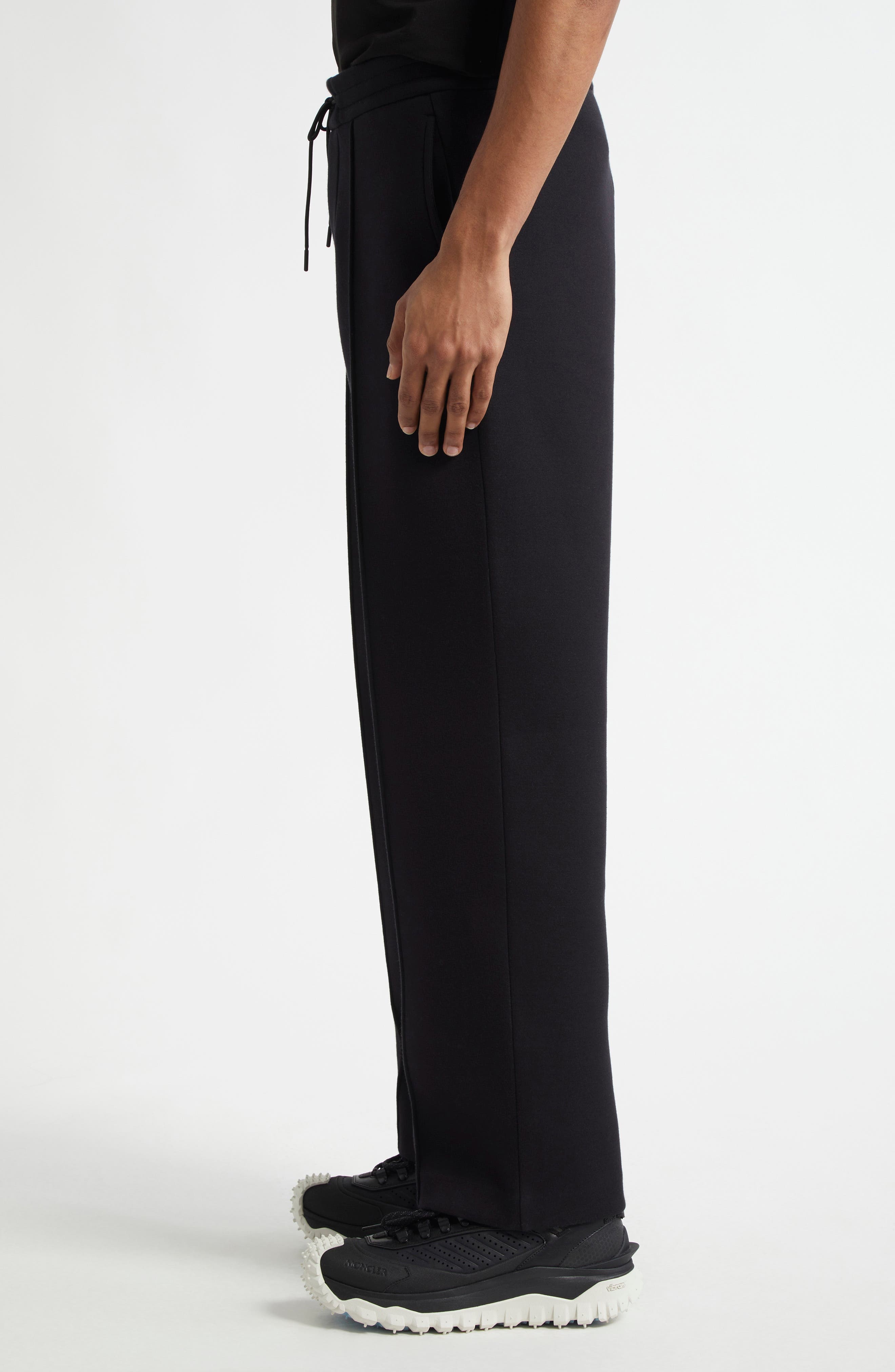 Moncler Logo Patch Pintuck Sweatpants in Black at Nordstrom - 3