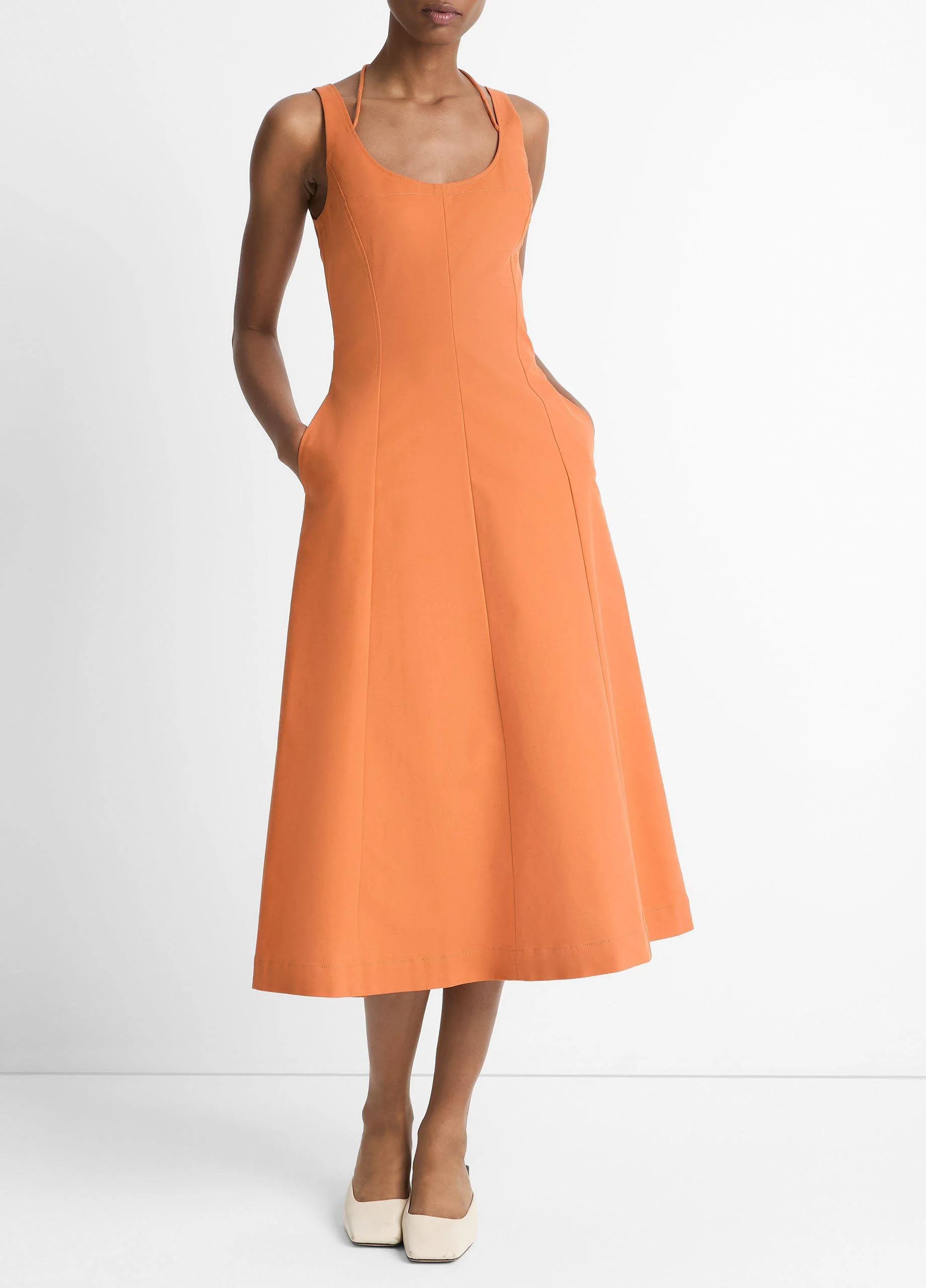 Seamed Cotton Tank Dress - 1