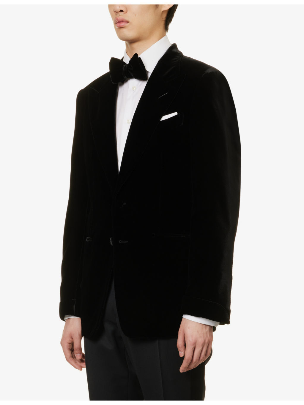 Shelton notched-lapel regular-fit velvet tuxedo jacket - 3