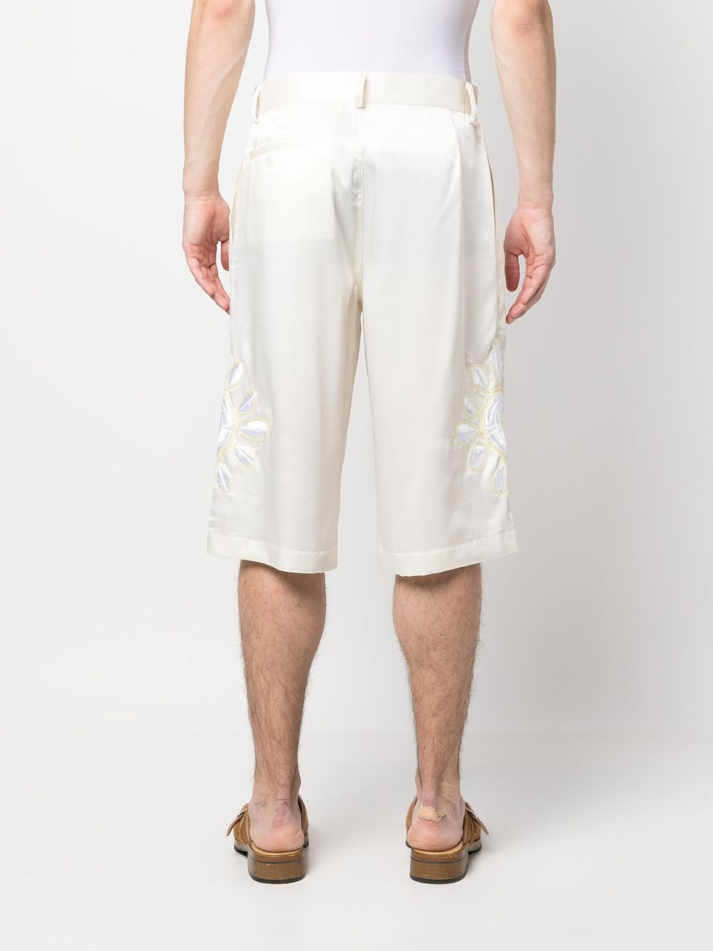 embroidered satin shorts - 4