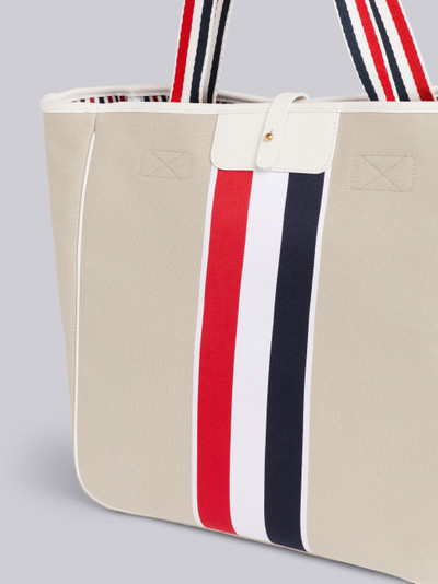 Thom Browne Natural Cotton Canvas Jacquard Stripe Hunting Tote outlook