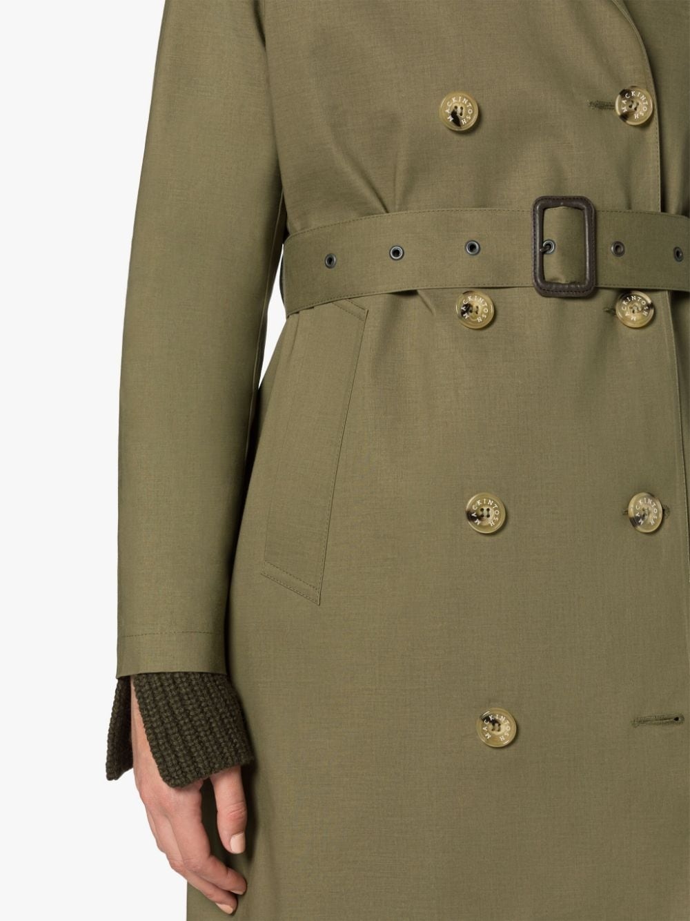 MORNA KHAKI BONDED COTTON TRENCH COAT - 5