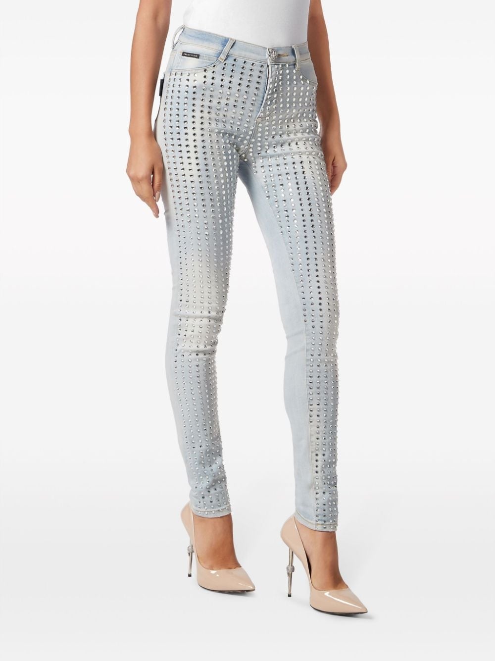 Crystal Pinstripe high-rise jeggings - 3