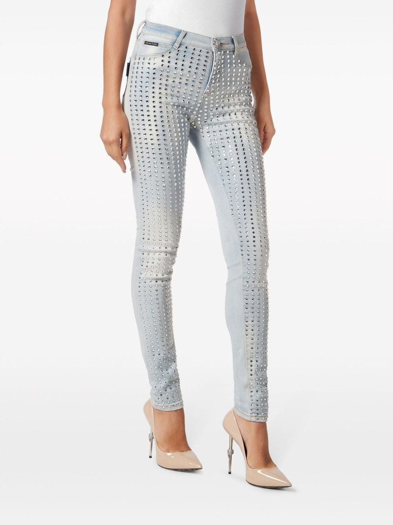 Crystal Pinstripe high-rise jeggings 3