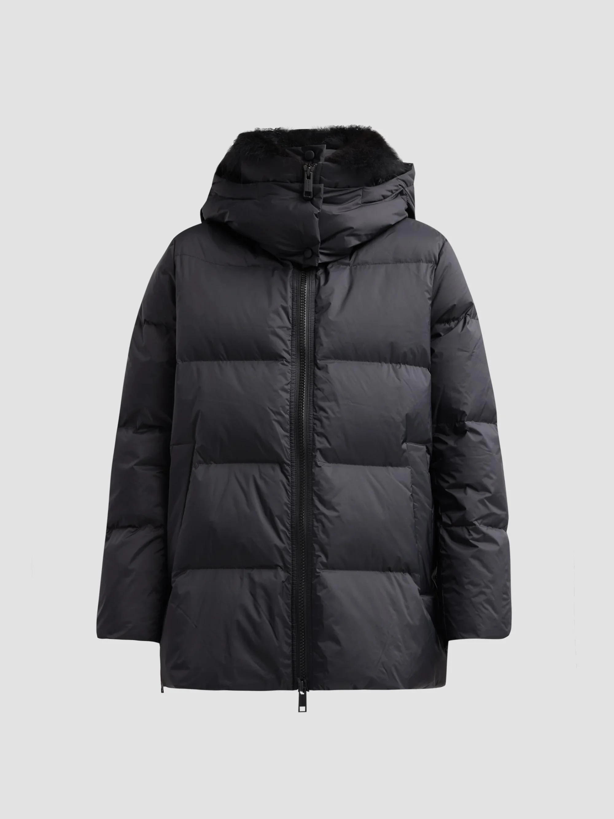 Women's Doudoune Waterproof Fur-Trimmed Puffer Jacket - Noir - 1
