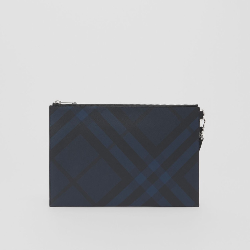 London Check and Leather Zip Pouch 10