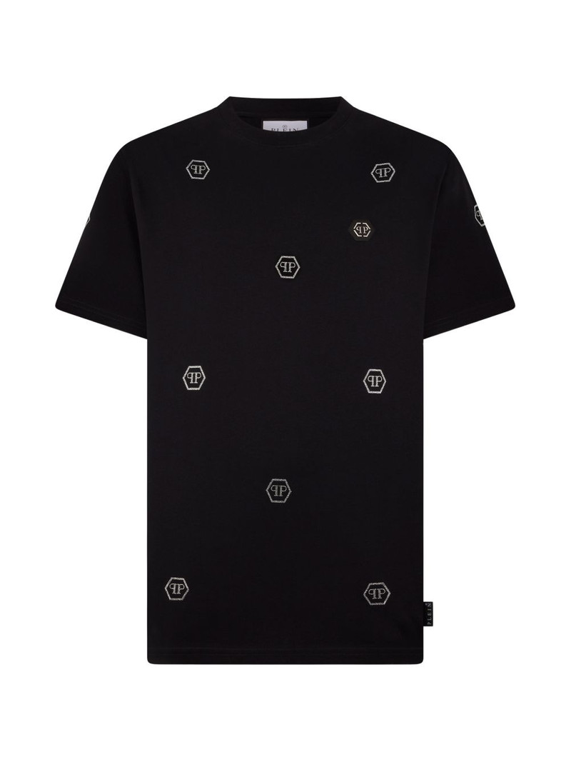 rhinestones monogram T-shirt 1