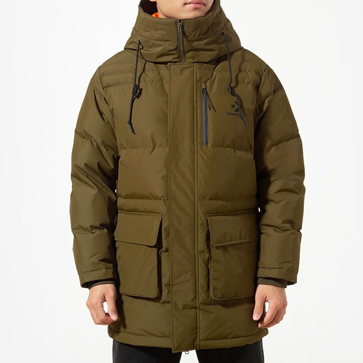 Converse Mid-Length Down Fill Puffer Jacket 'Olive Green' 10019323-A02 - 3