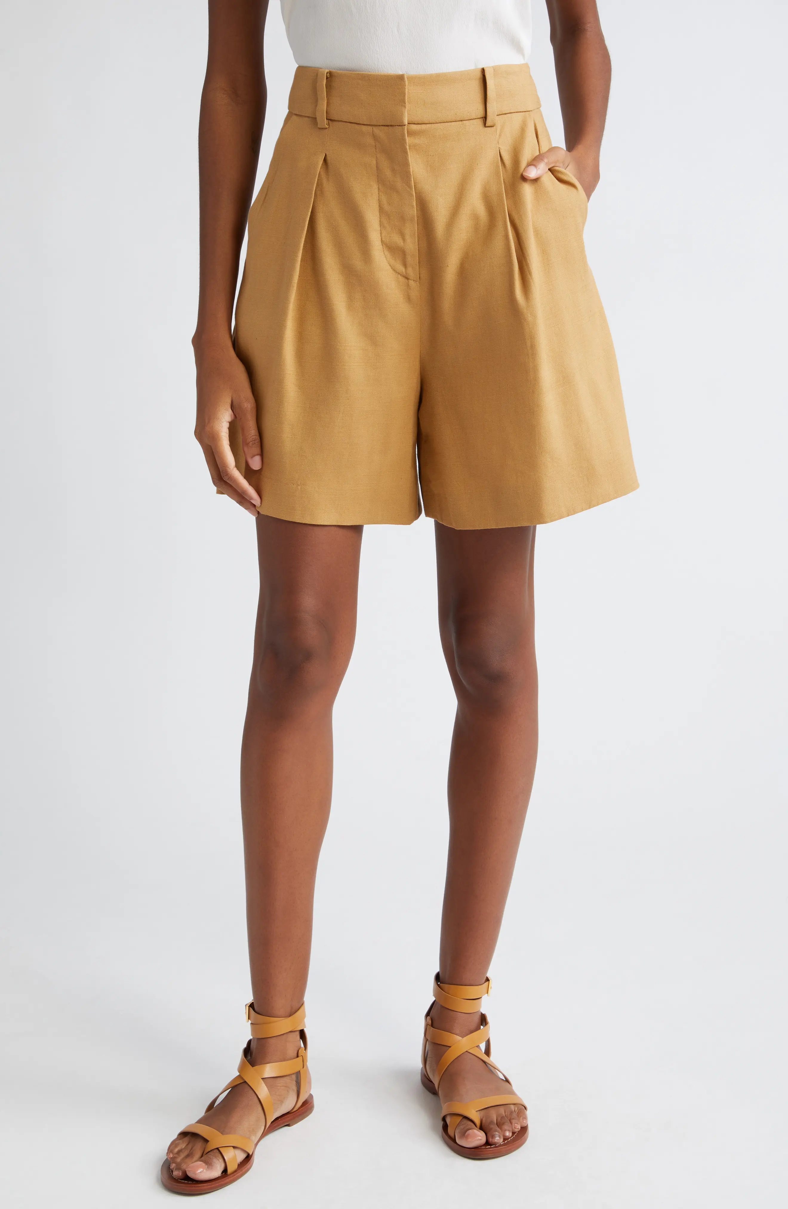 Noemi High Waist Linen Blend Shorts - 1