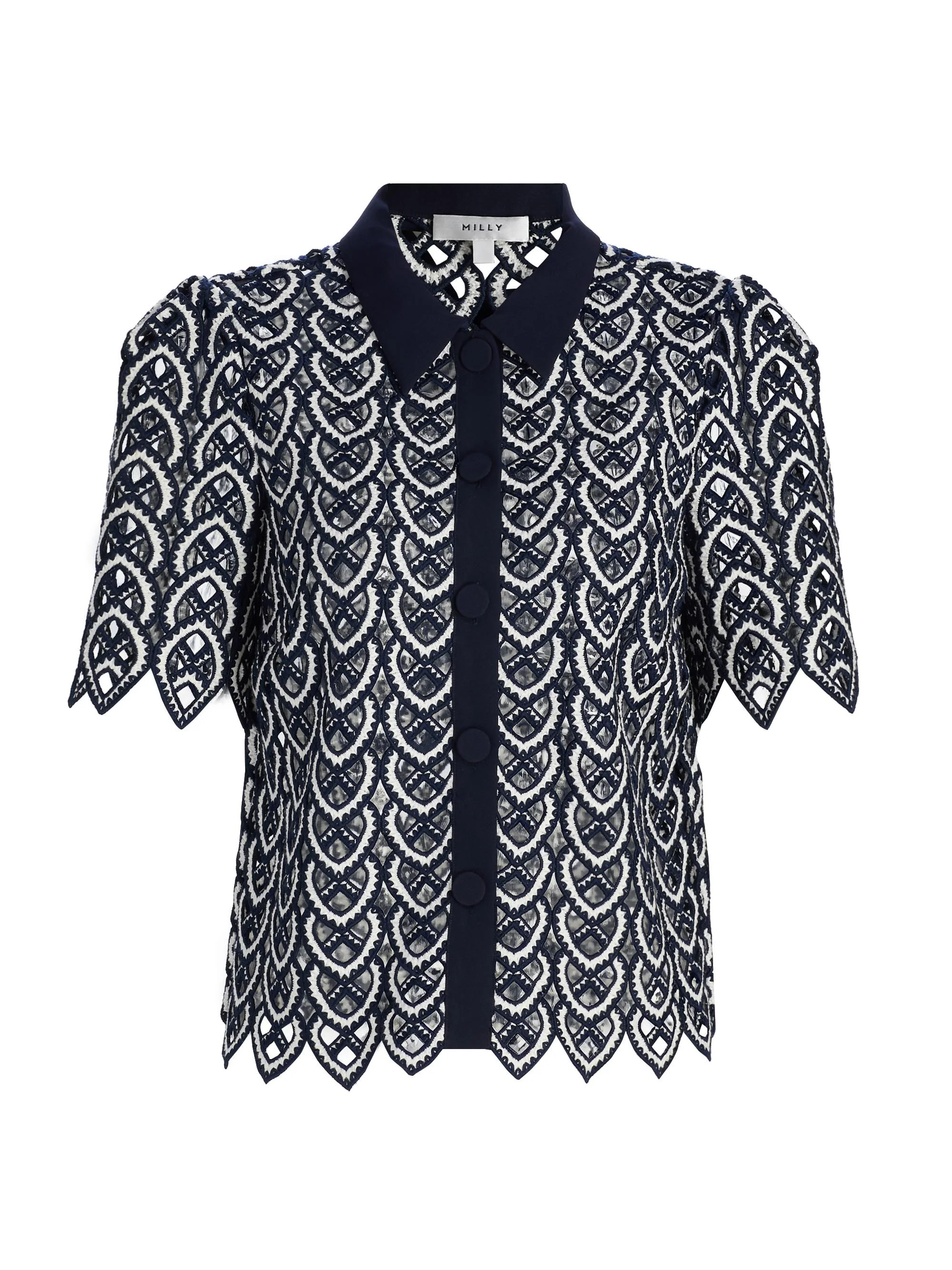 Women's Addison Lace Top - Navy White - 1