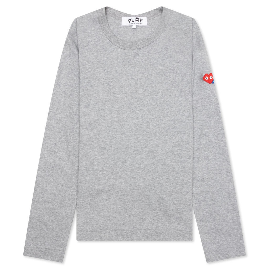 COMME DES GARCONS PLAY X THE ARTIST INVADER WOMEN'S L/S TEE - GREY - 1