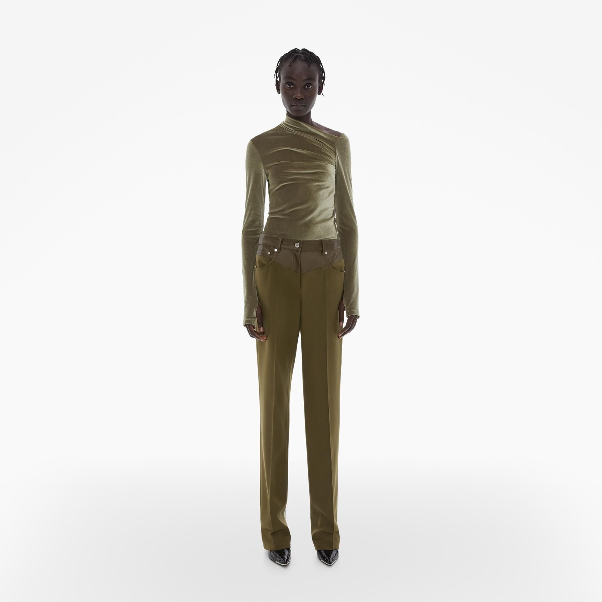 LEATHER-TRIMMED GARTER PANT - 2