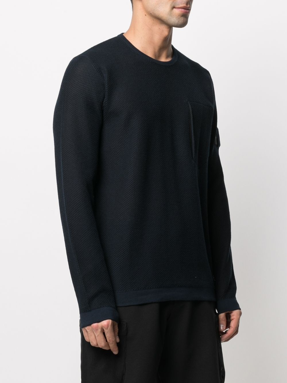 sleeve logo-patch cotton sweater - 3