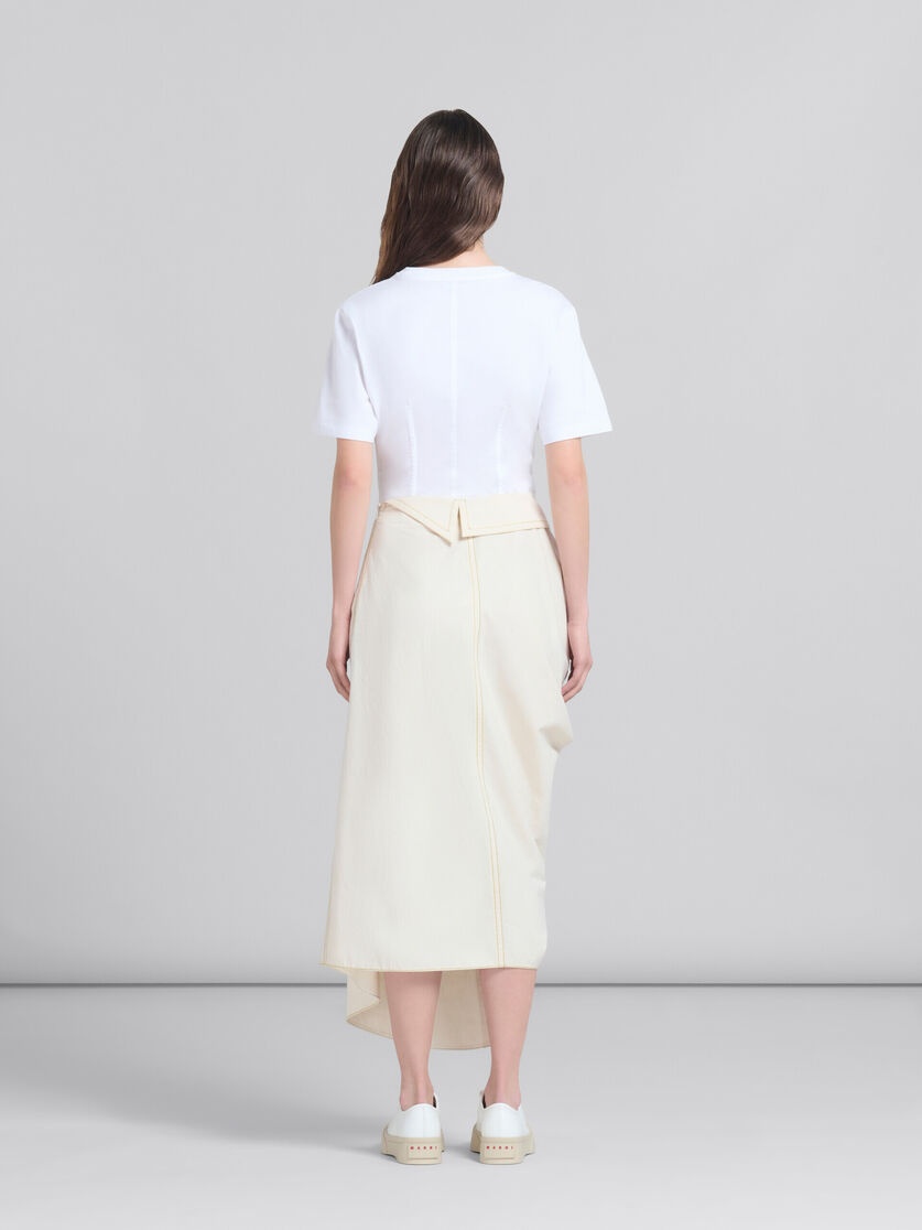 LIGHT BEIGE ORGANIC TOILE SKIRT WITH JACKET LAPELS - 3