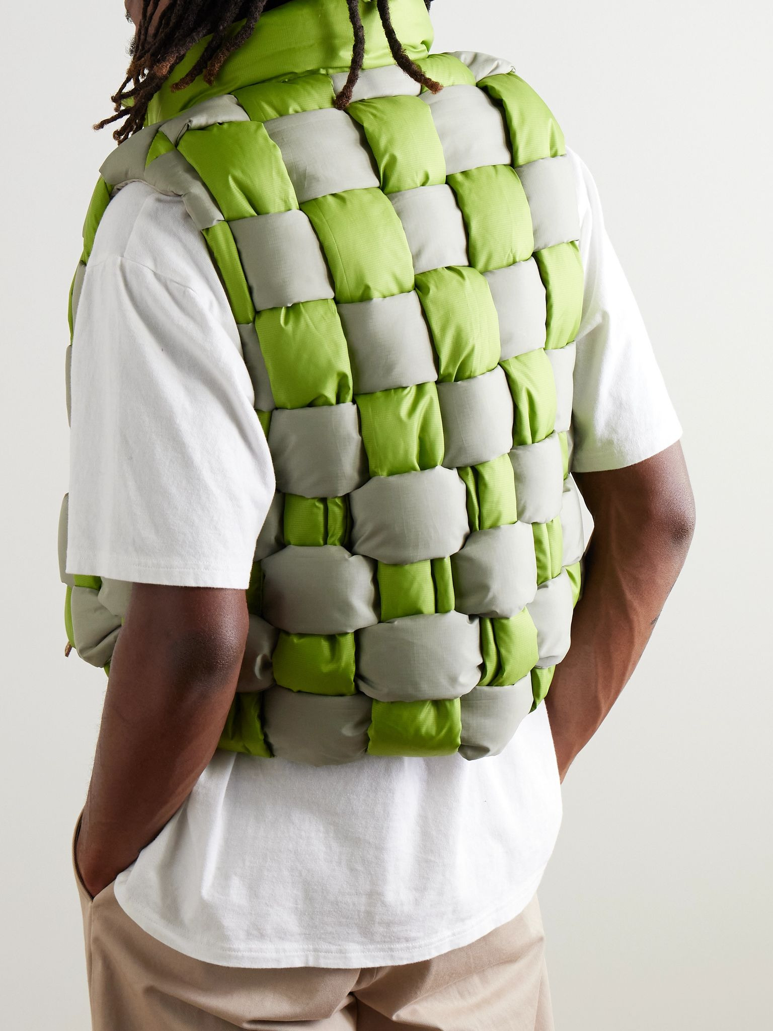 Cropped Reversible Quilted Padded Shell Gilet Green - 3