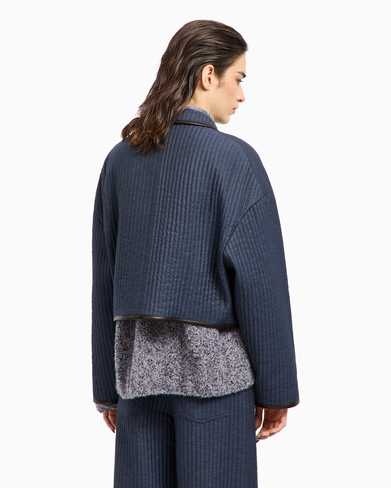 DENIM COLLECTION SHORT BLOUSON IN VISCOSE, COTTON AND SILK WITH A QUILTED MOTIF - 3