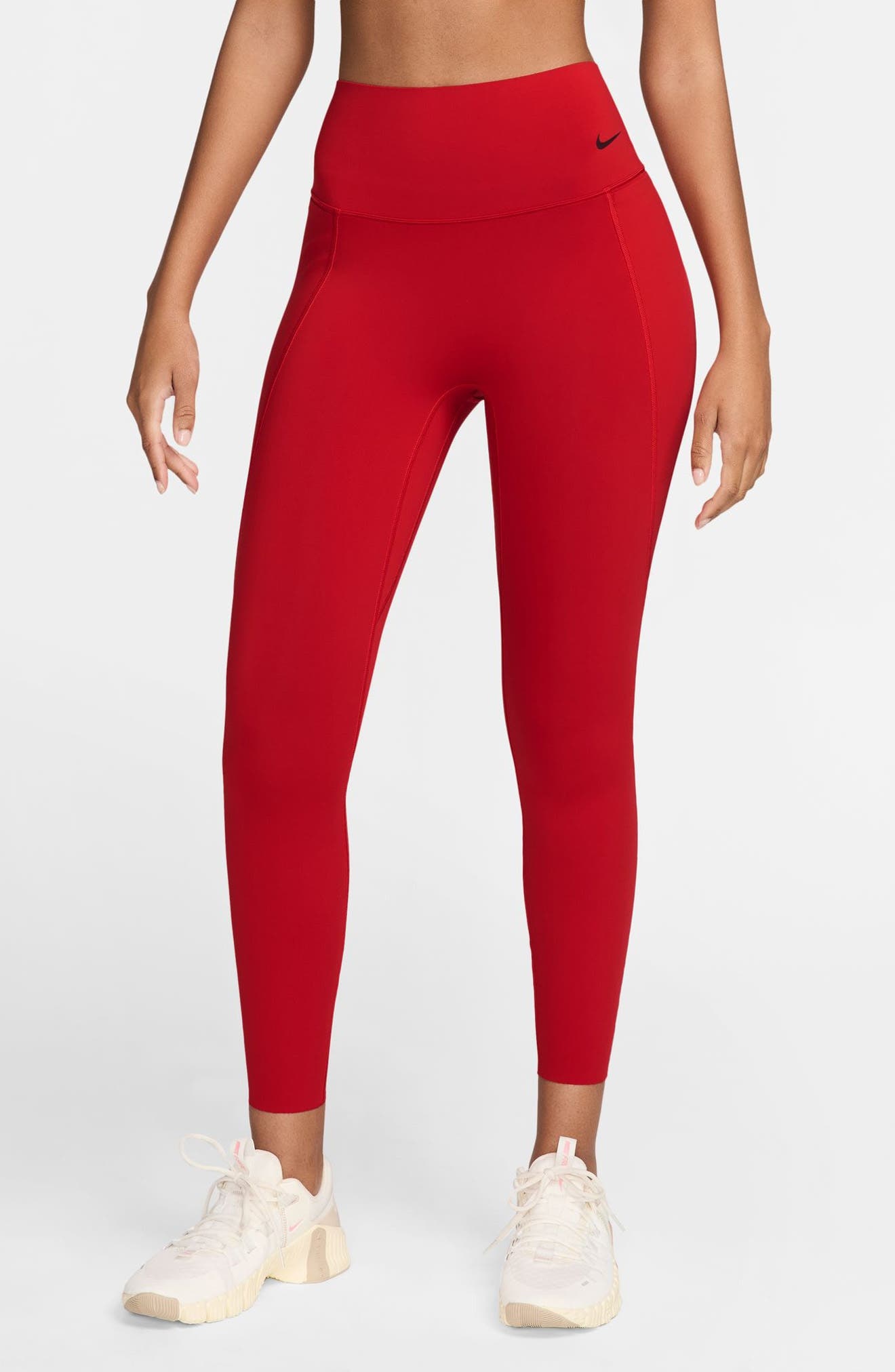 Nike Universa Medium-Support High-Waisted Pocket 7/8 Leggings in University Red/Black at Nordstrom - 1